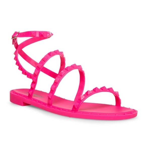 Steve Madden Fuchsia Travel Studded Jelly Sandals - Picture 2 of 14